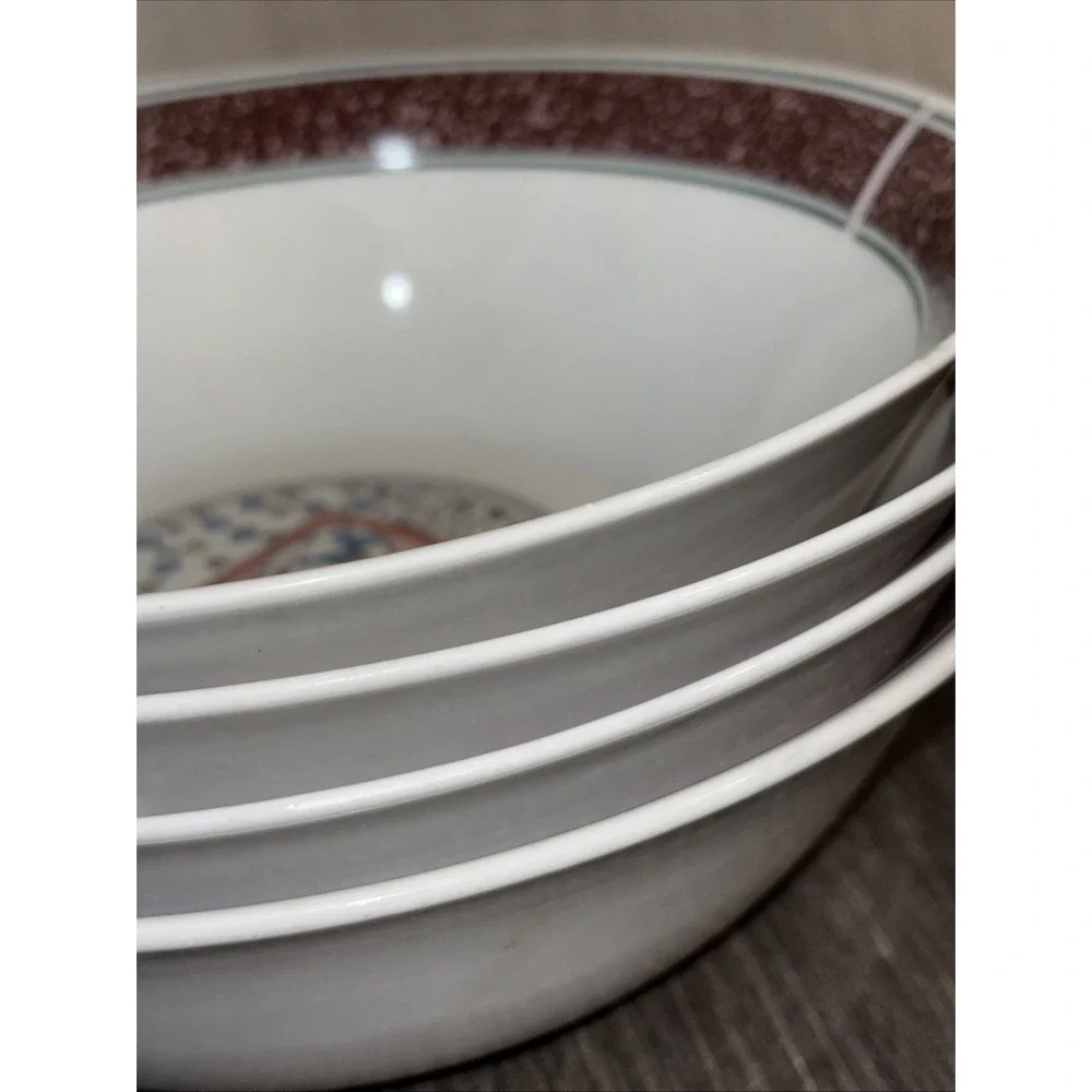 Vintage Country Goose Duck‎ Set Of 4 Bowls Blue Rain  Farmland
